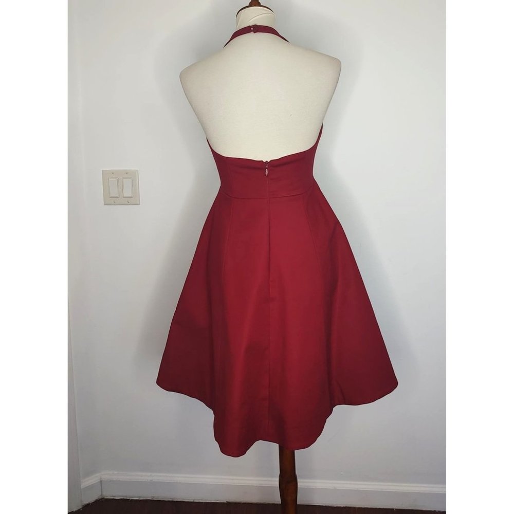 SOLD Halston Heritage Dress sz 4 Plunge Structured Halter Dress Cocktail NEW - Picture 3 of 9